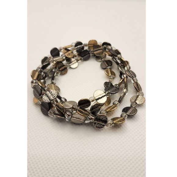 Multi-strand Bracelet with Silver & Gold Medallions - Picture 4 of 4